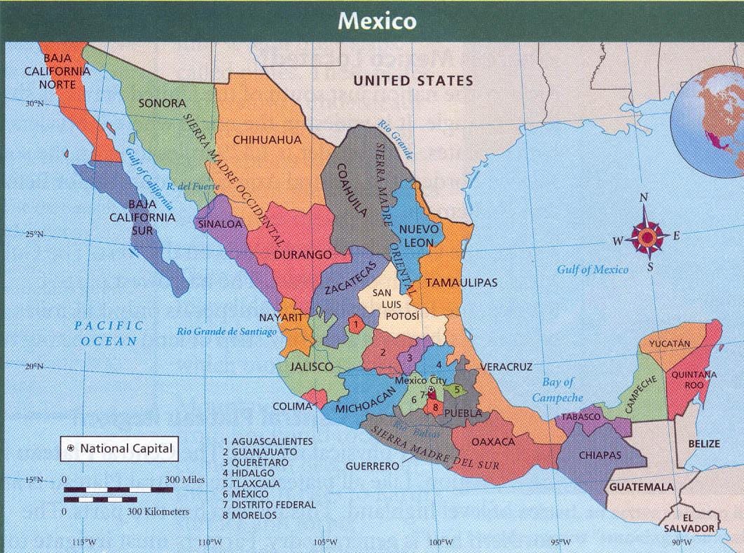 aztec Meksika xəritə