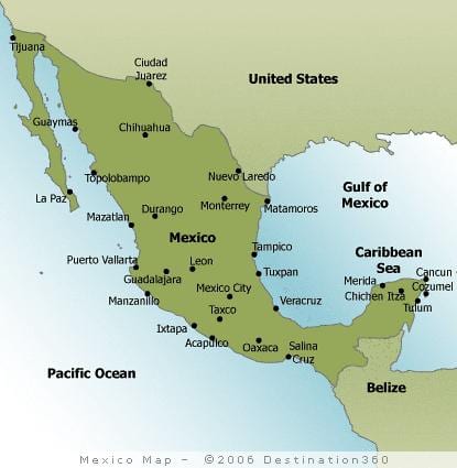 çimərliklər Meksika xəritə