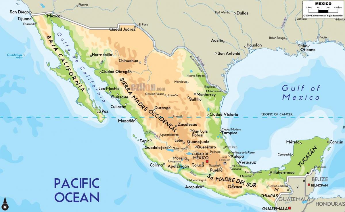 Meksika fiziki xəritəsi