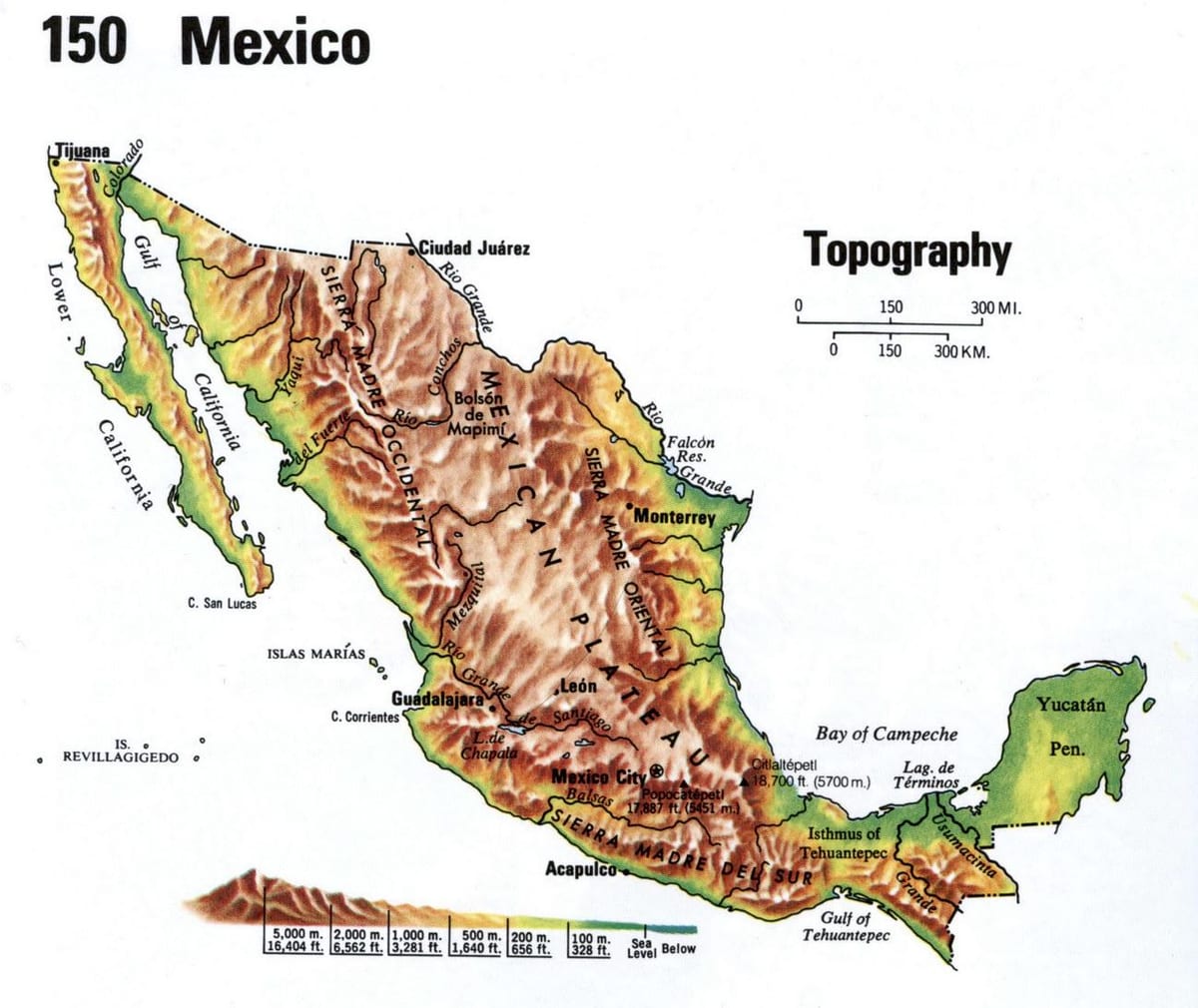 Meksika topoqrafik xəritə
